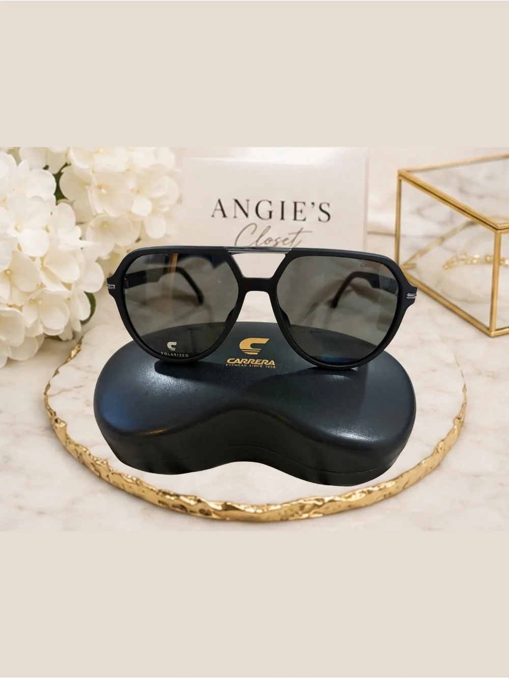 Carrera Black Polarized Aviator-Unisex Sunglasses